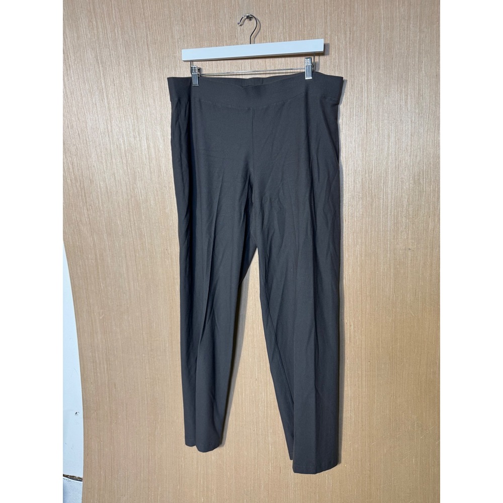 Eileen Fisher Womens Large Gray Viscose Stretch Slim Leg Ankle Pants Made in USA